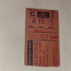 Vintage Concert Ticket - David Bowie